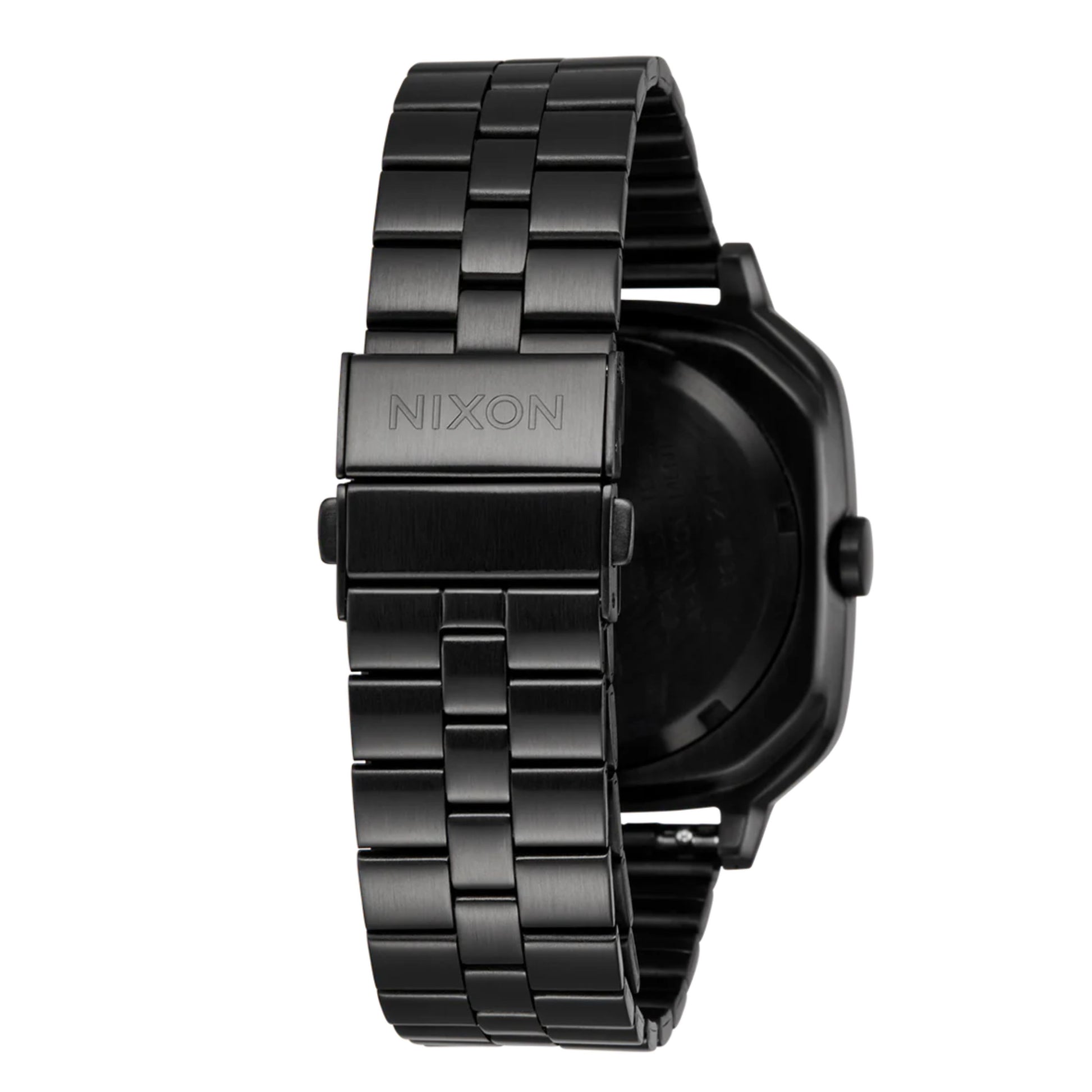 Relógio analógico unissexo Nixon Fremont 40 em Preto/Preto Multi. Foto da parte de trás a 3/4.