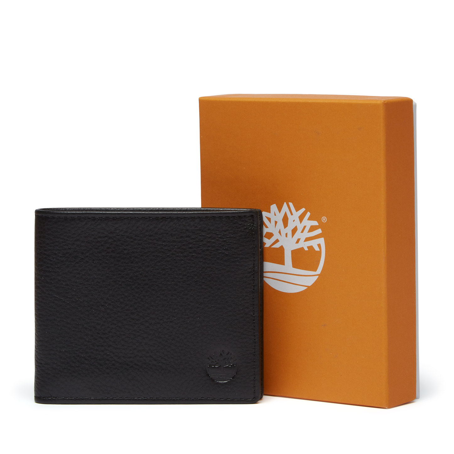 Carteira de homem Timberland Kennebunk Coin Pocket em Preto. Foto da carteira fechada com a sua caixa.