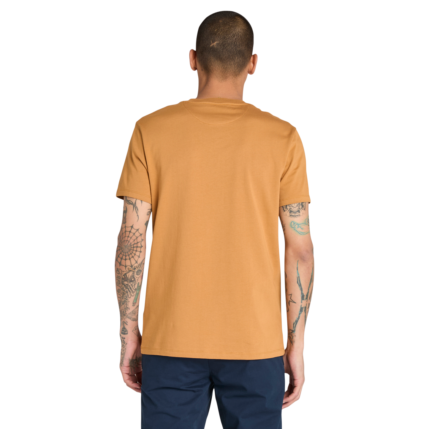 T-Shirt de manga curta para homem Timberland Dunstan River em Wheat Boot. Foto da parte de trás vestida.
