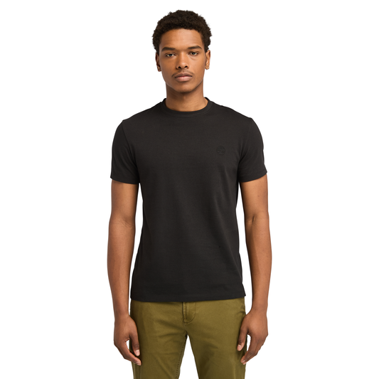 T-Shirt de manga curta para homem Timberland Dunstan River em Preto/Pavement. Foto da parte da frente vestida.