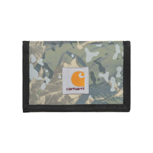 Carteira unissexo Carhartt WIP Alec em Camo Combi, Green. Foto da parte da frente.
