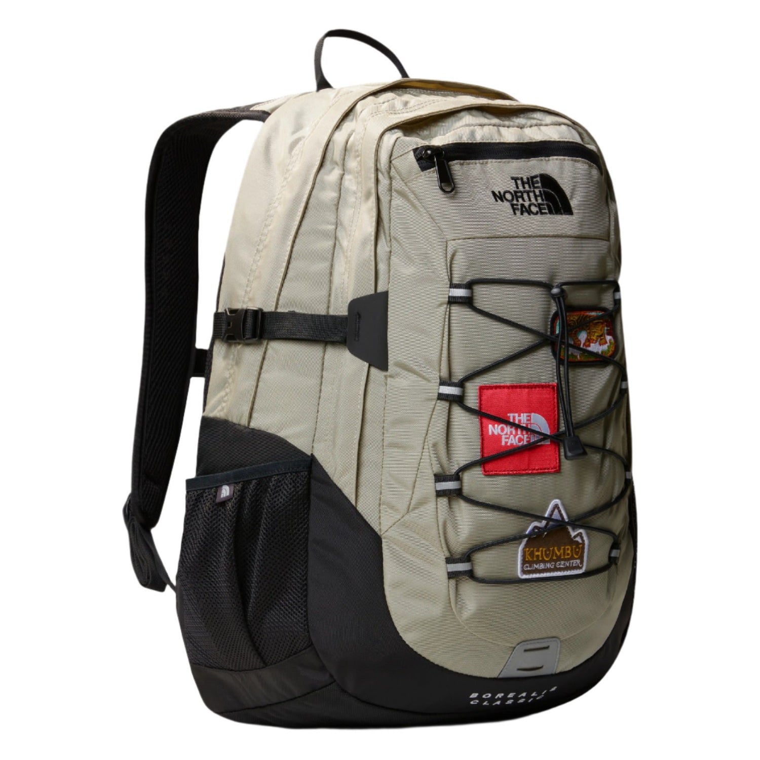 The North Face Borealis Classic Backpack Clay Gray/TNF Black. Foto da parte da frente.