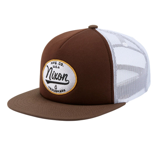 Nixon Tioga Trucker Cap Brown/White. Foto da parte da frente a 3/4.