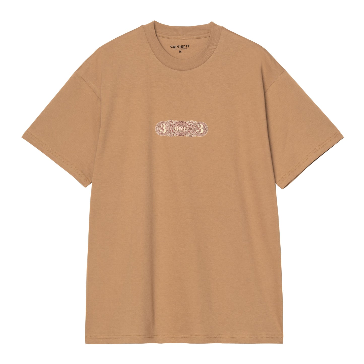 T-Shirt de manga curta para homem Carhartt WIP 3 One 3 em Peanut. Foto da parte da frente.