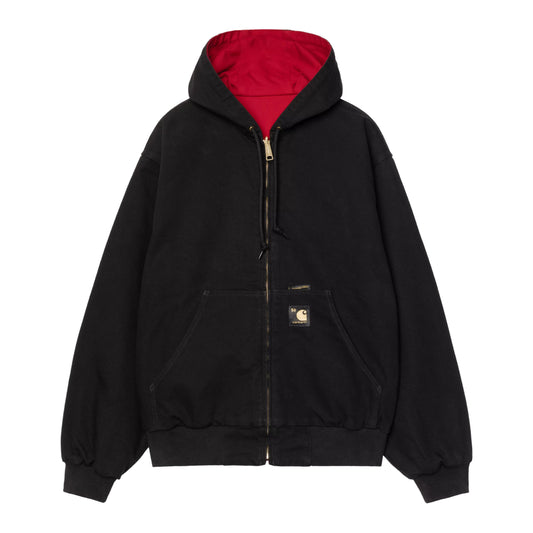 Casaco com carapuço para homem Carhartt WIP 50 Years Anniversary OG Active em Canvas Preto / Vermelho USA rinsed