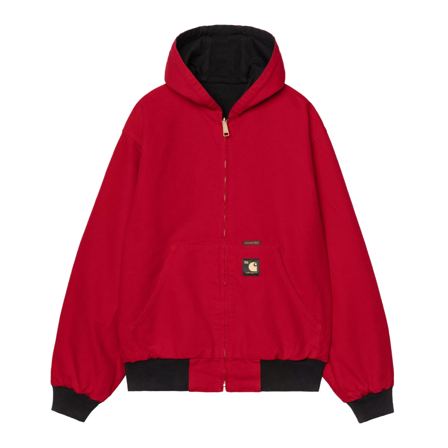 Casaco com carapuço para homem Carhartt WIP 50 Years Anniversary OG Active em Canvas Preto / Vermelho USA rinsed