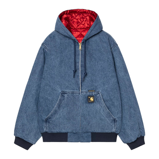 Casaco com carapuço para homem Carhartt WIP 50 Years Anniversary OG Active em Denim Azul / Vermelho USA stone bleached
