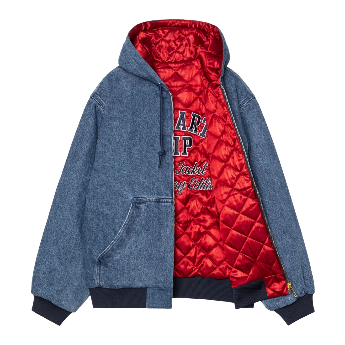 Casaco com carapuço para homem Carhartt WIP 50 Years Anniversary OG Active em Denim Azul / Vermelho USA stone bleached