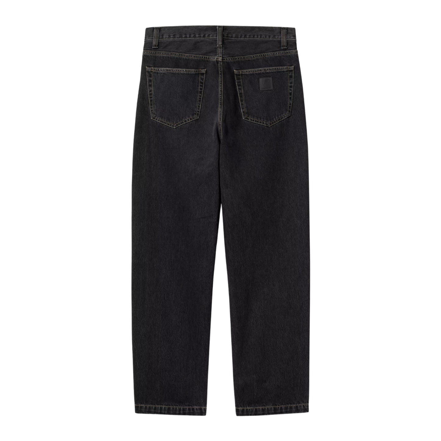 Calça de ganga para homem Carhartt WIP Aaron em Preto com lavagem stone washed. Foto da parte de trás.