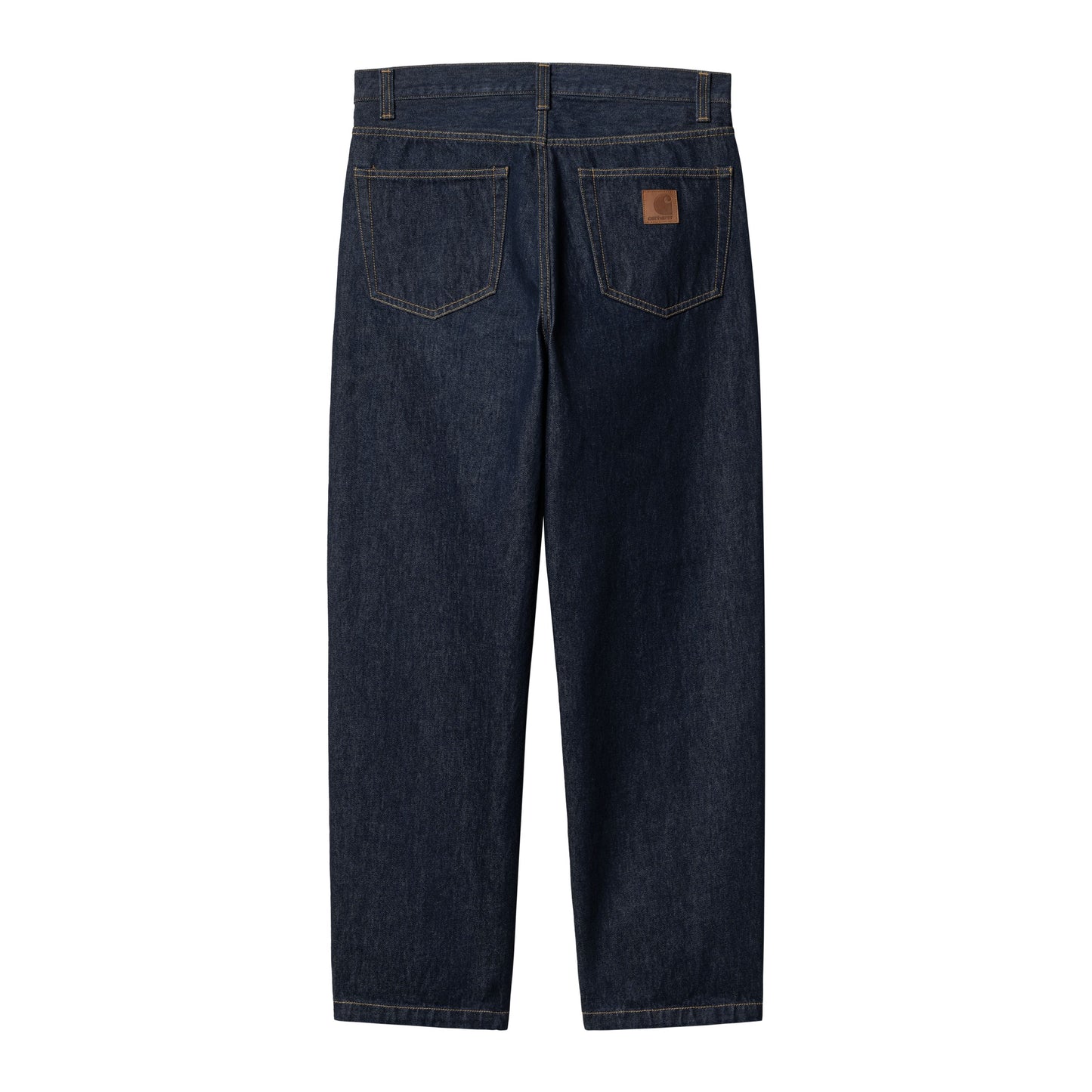 Calça para homem Carhartt WIP Aaron em Azul com lavagem Rinsed. Foto da parte de trás.