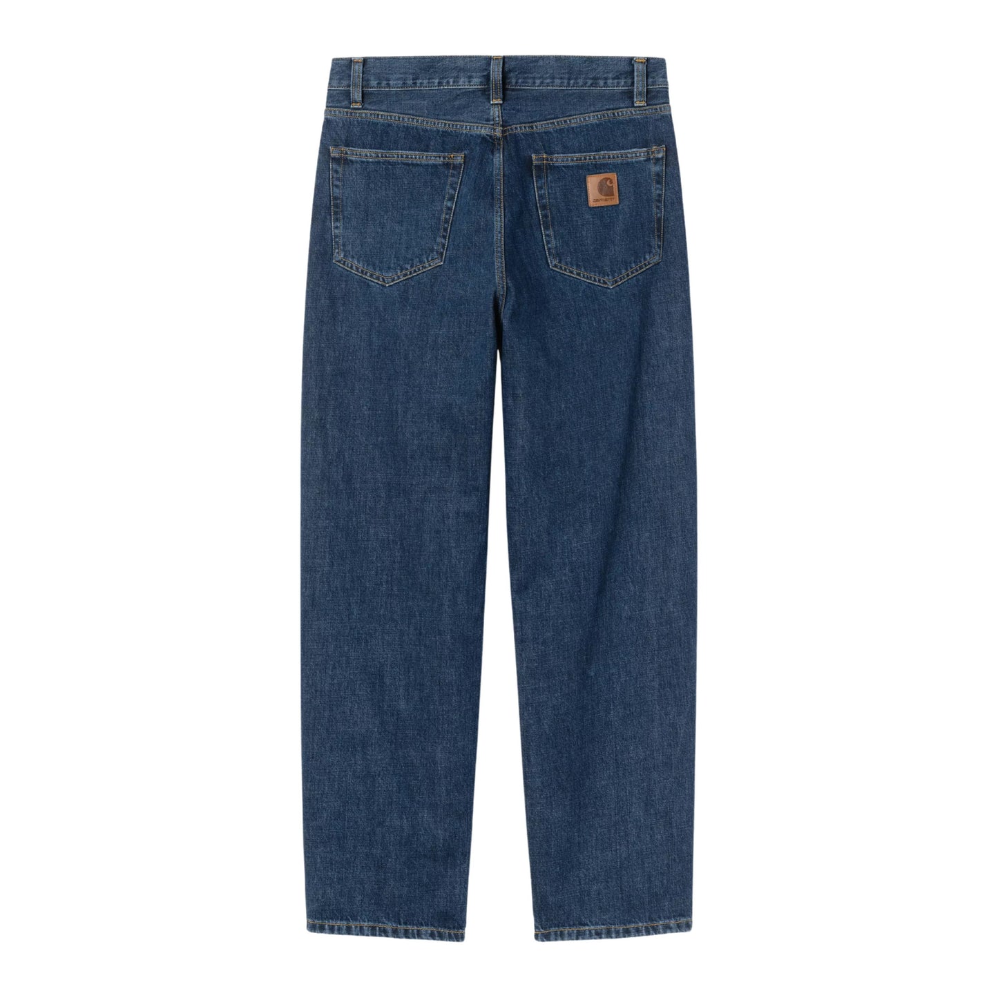 Calça de ganga para homem Carhartt WIP Aaron em azul com lavagem Stone Washed. Foto da parte de trás.