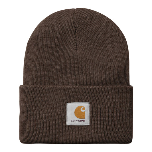 Gorro unissexo Carhartt WIP Acrylic Watch em Palisander. Foto da parte da frente.