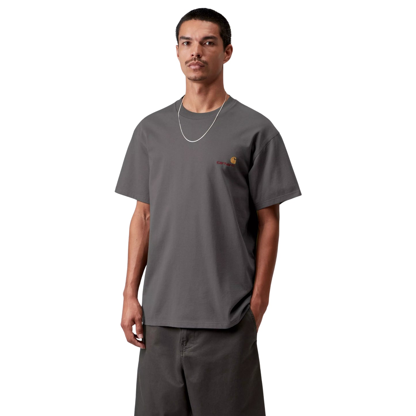 T-Shirt de manga curta para homem Carhartt WIP American Script em Graphite