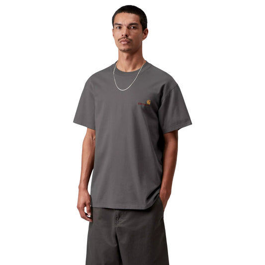T-Shirt de manga curta para homem Carhartt WIP American Script em Graphite
