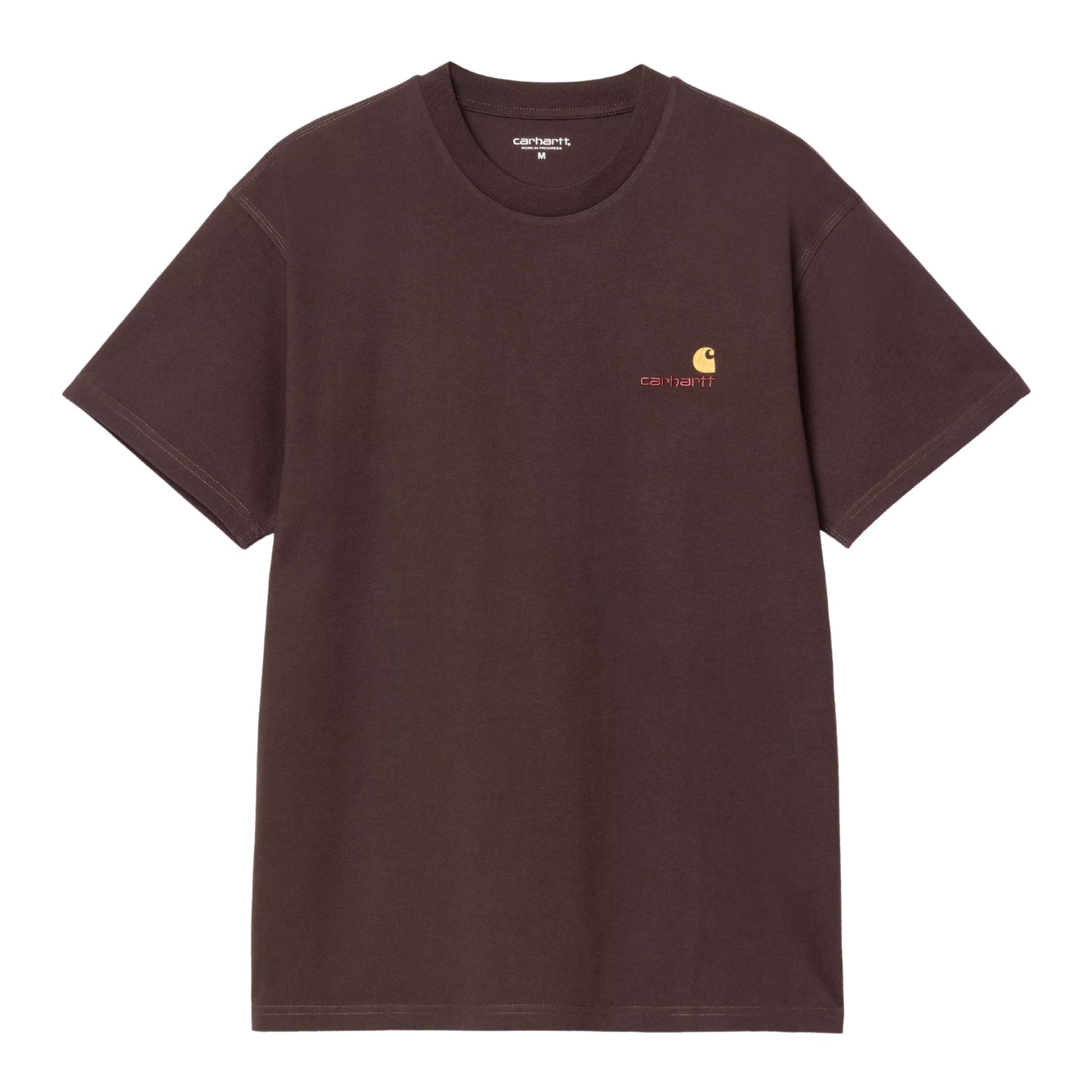 T-shirt de manga curta para homem Carhartt WIP American Script em Palisander. Foto da parte da frente.