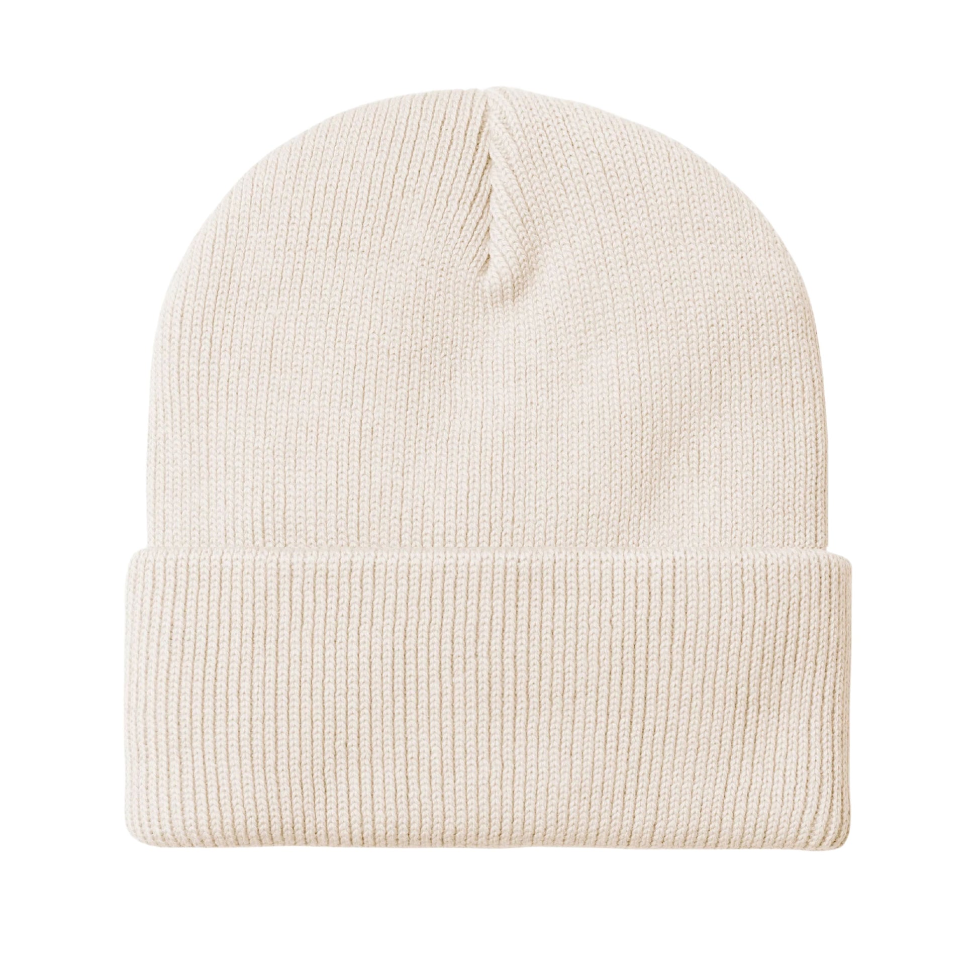 Gorro unissexo Carhartt WIP Arch Script em Natural/Dark Navy. Foto da parte de trás.
