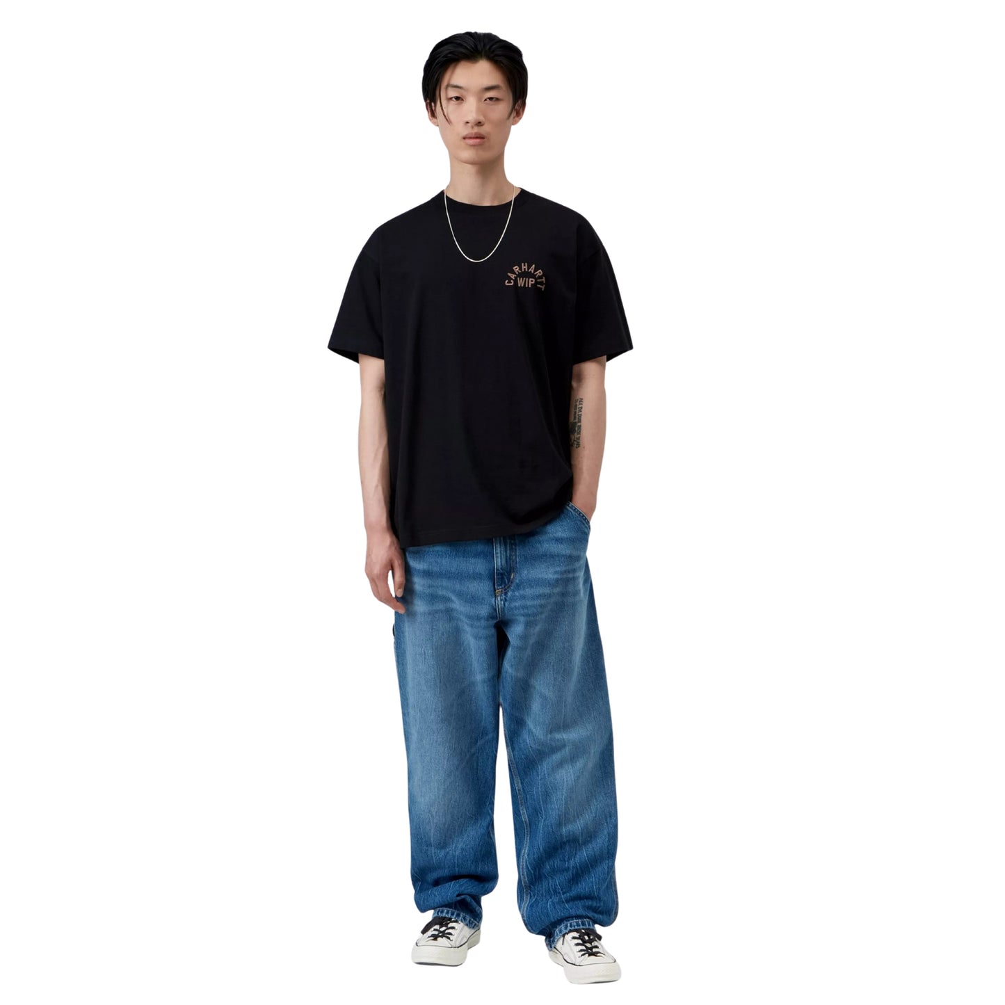 T-shirt de manga curta para homem Carhartt WIP Arch Script em Preto / WIP H Brown