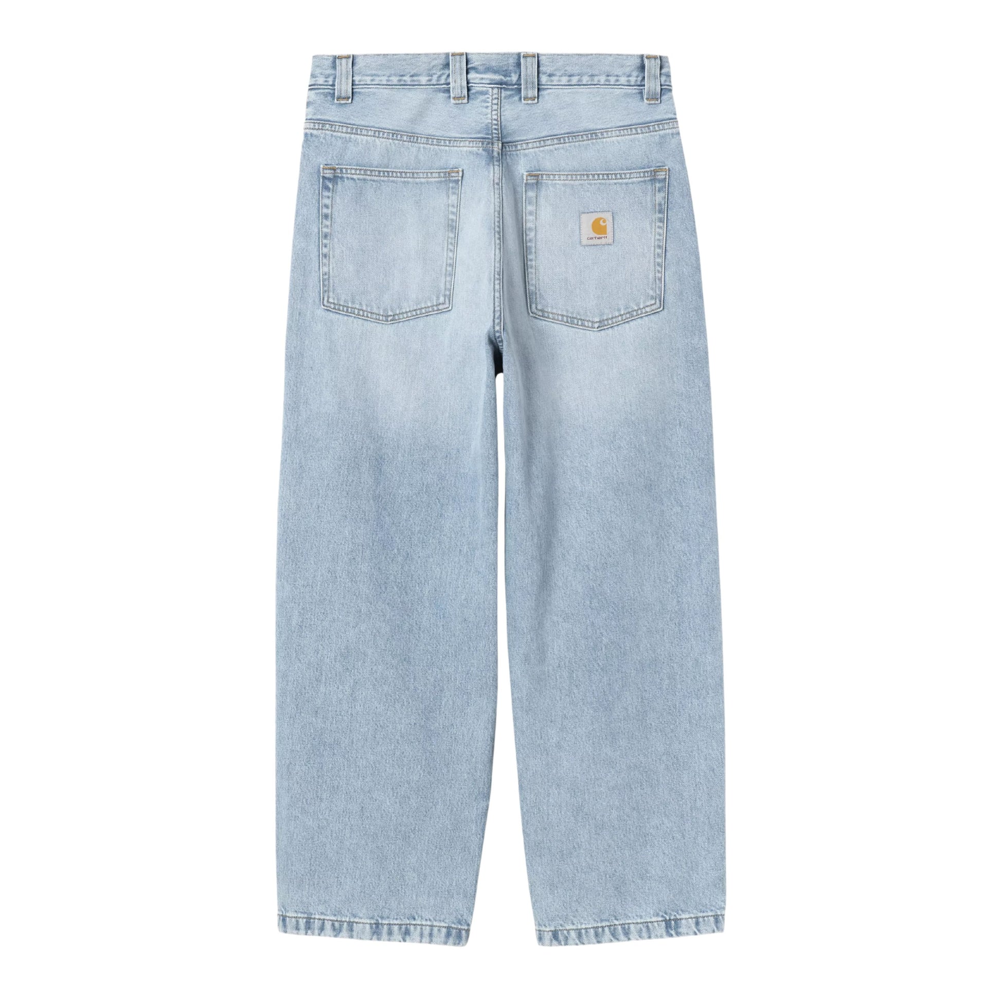 Calça de ganga para homem Carhartt WIP Brandon em azul worn bleached. Foto da parte da frente.