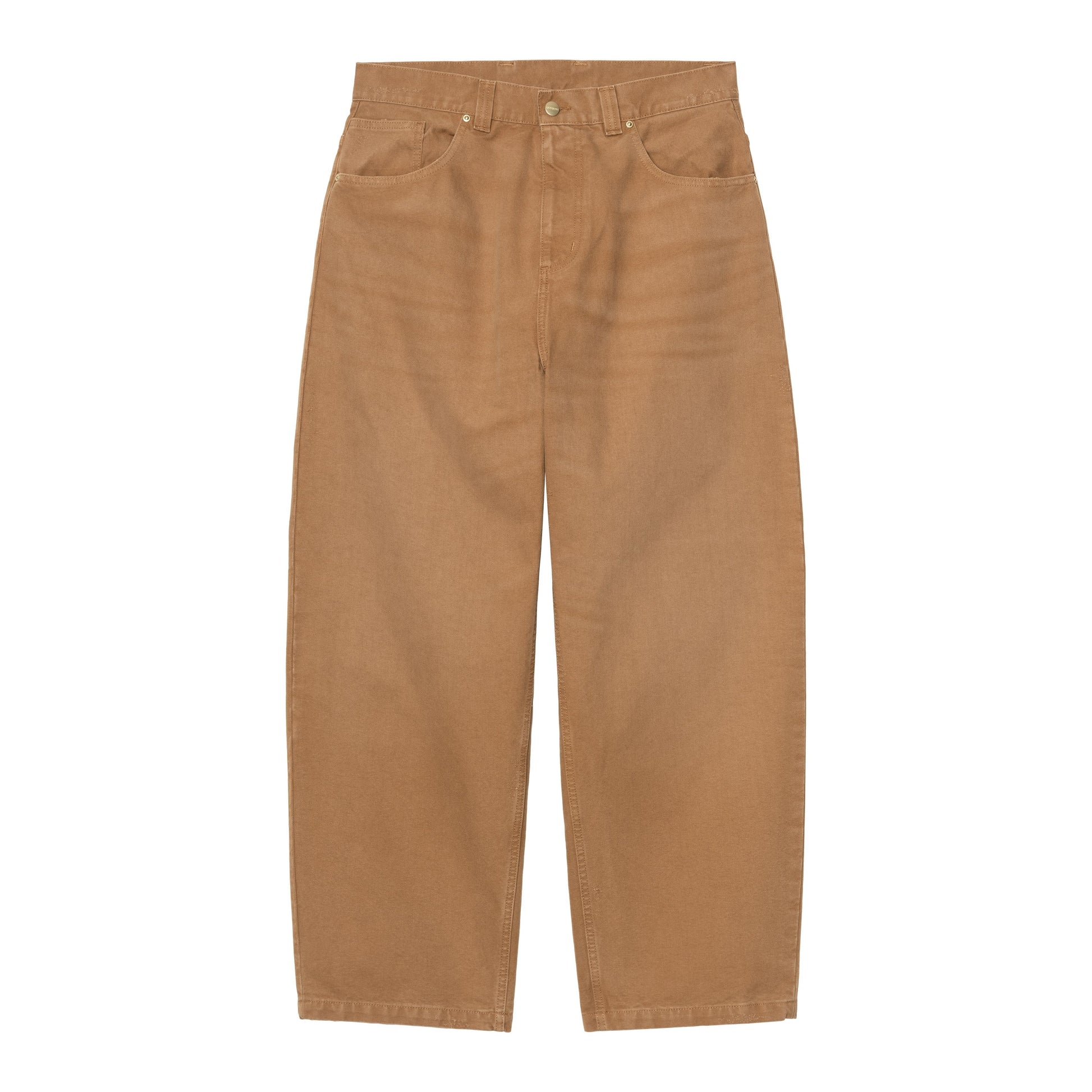 Calças para homem Carhartt WIP Brandon em Hamilton Brown com grind wash. Foto da parte da frente.