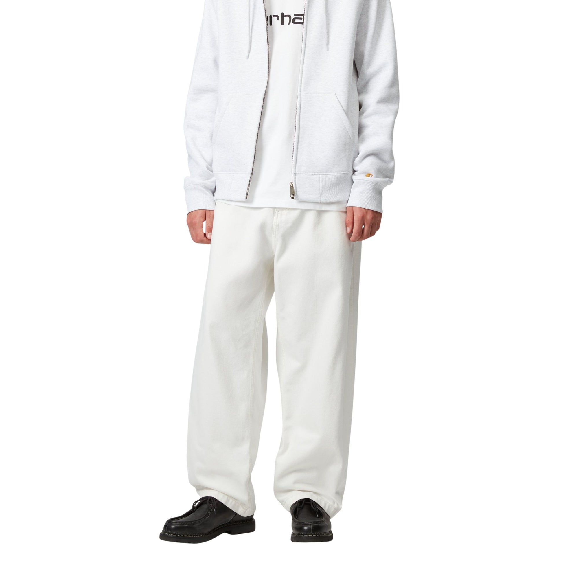 Calça de ganga para homem Carhartt WIP Brandon em Branco. Foto da parte da frente, vestidas.