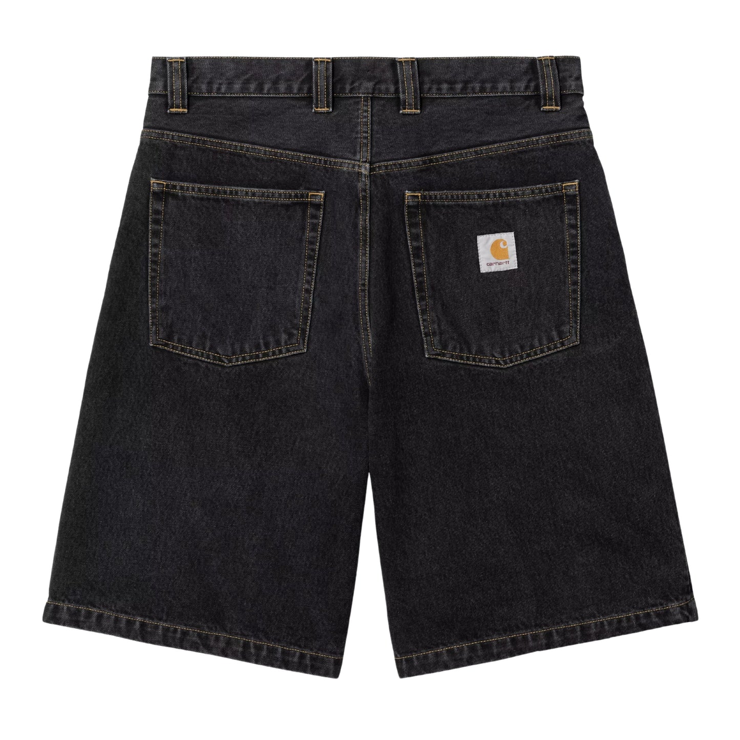Calções de ganga para homem Carhartt WIP Brandon em preto stone washed. Foto da parte de trás.