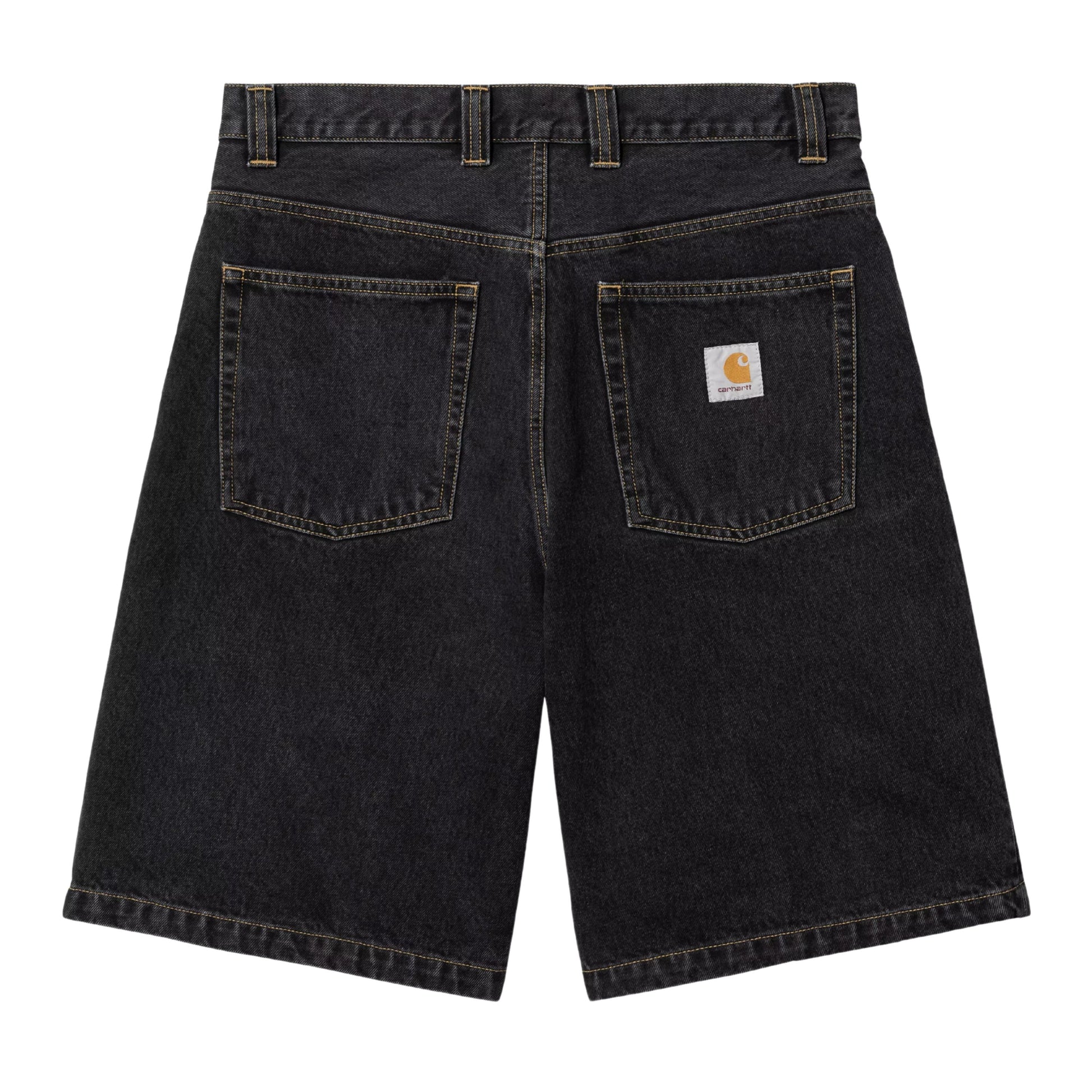 Calções de ganga para homem Carhartt WIP Brandon em preto stone washed. Foto da parte de trás.