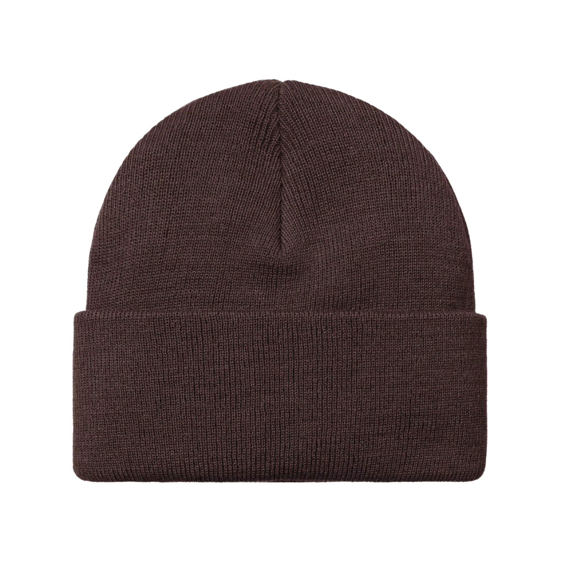 Gorro Carhartt WIP Chase Beanie em Palisander / Gold — produto sem modelo, vista traseira, textura da malha acrílica e dobra canelada visíveis.
