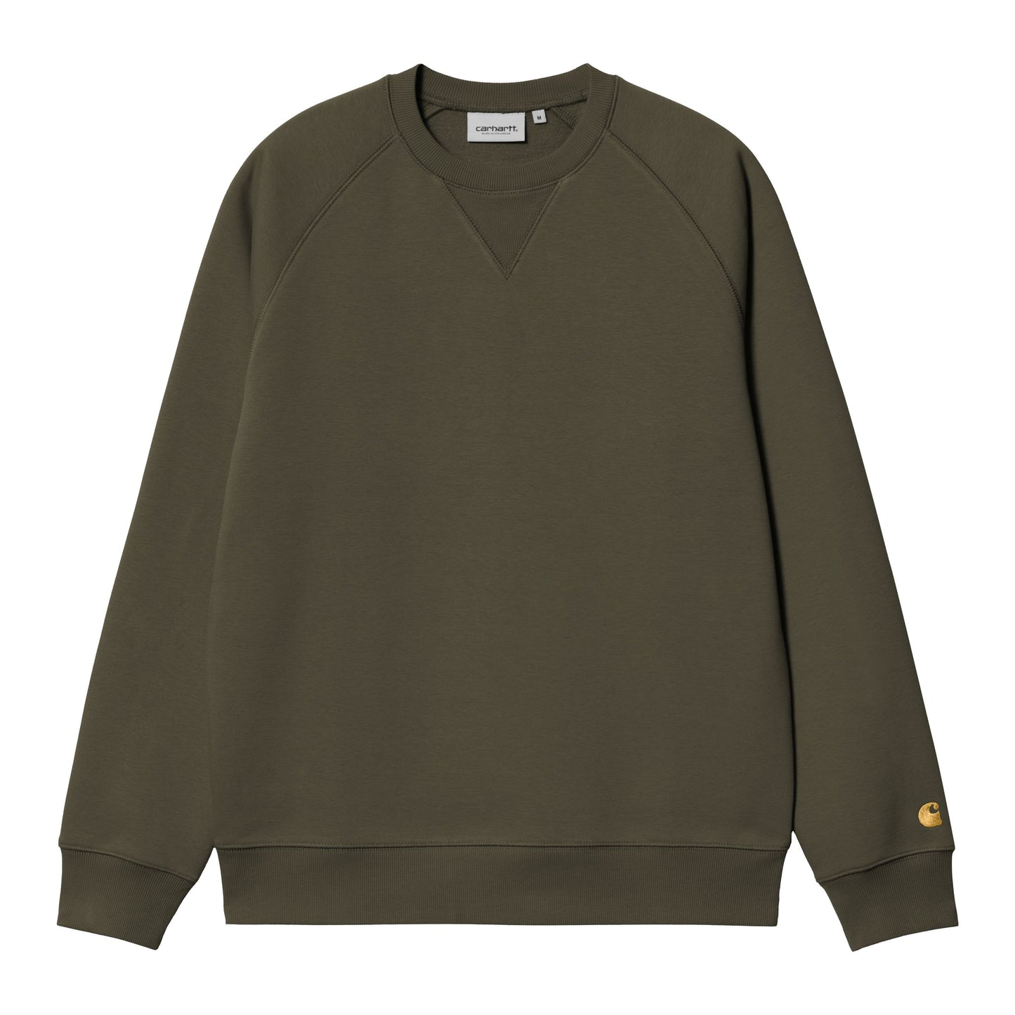 Sweat para homem Carhartt WIP Chase em Olive/Gold. Foto da parte da frente.