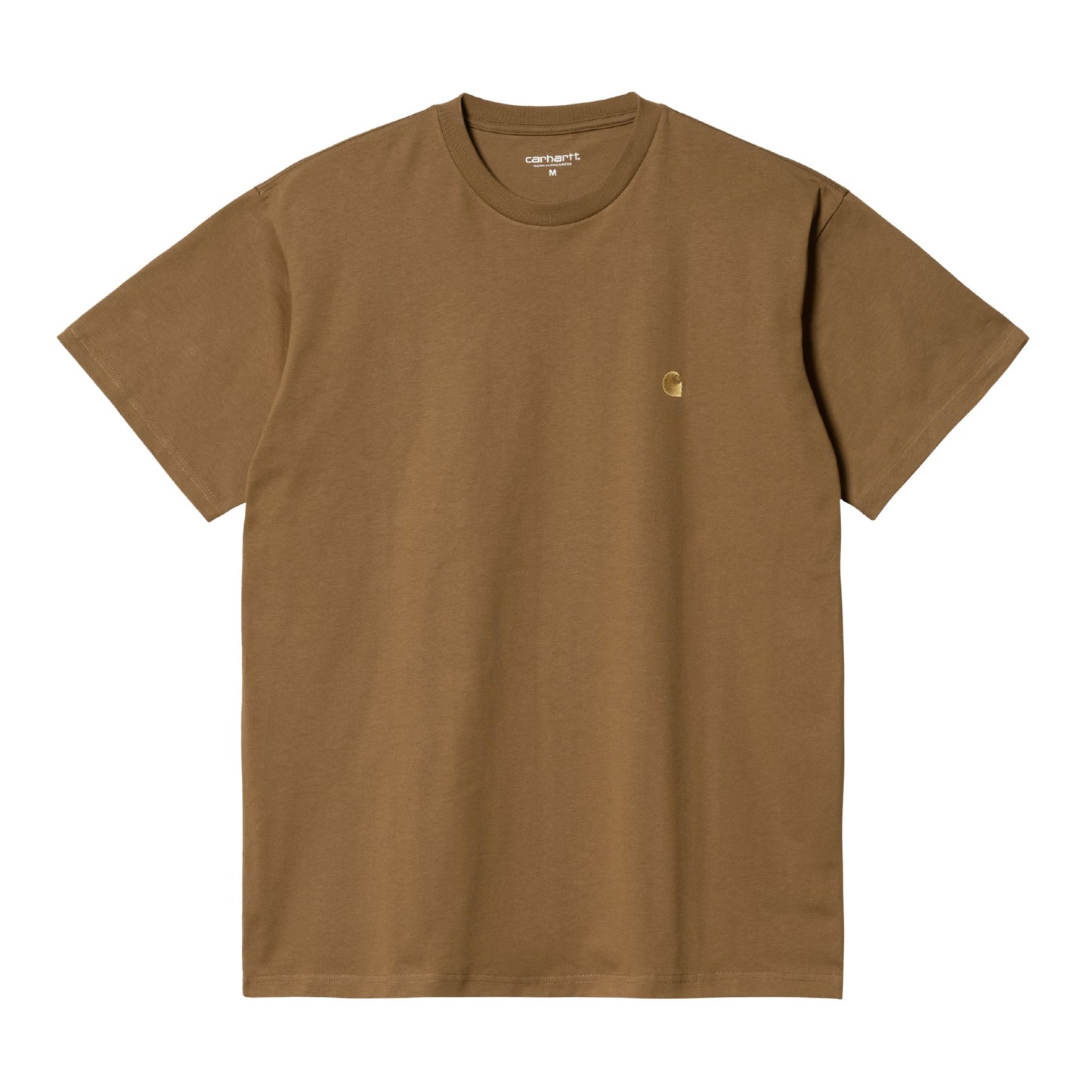 T-Shirt de manga curta para homem Carhartt WIP Chase em Hamilton Brown / Gold. Foto da parte da frente.