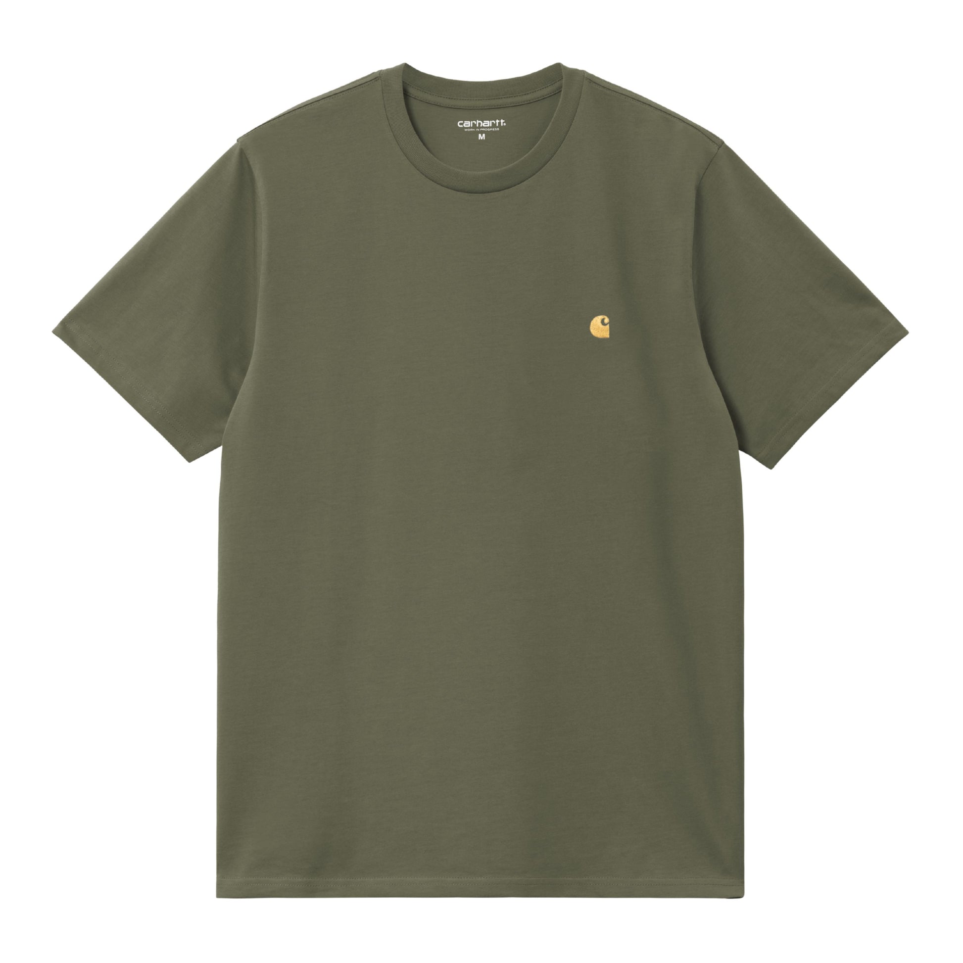 T-Shirt de manga curta para homem Carhartt WIP Chase em Leaf / Gold. Foto da parte da frente.