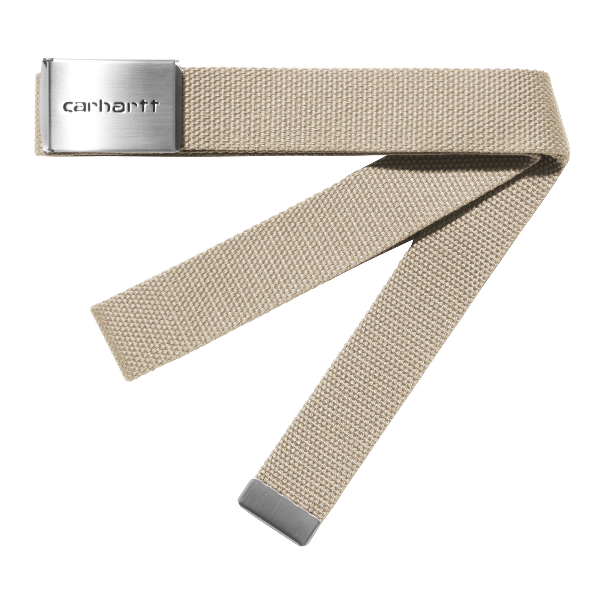 Cinto unissexo Carhartt WIP Clip Chrome em Wall. Foto da parte da frente.