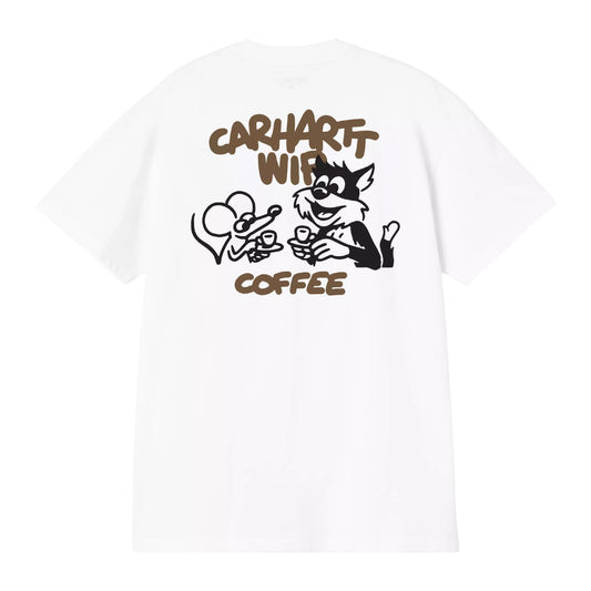 T-Shirt de manga curta para homem Carhartt WIP Coffee Break em Branco. Foto da parte de trás.