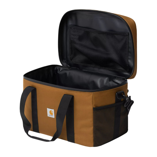 Saco Cooler Carhartt WIP em Hamilton Brown. Foto aberto.