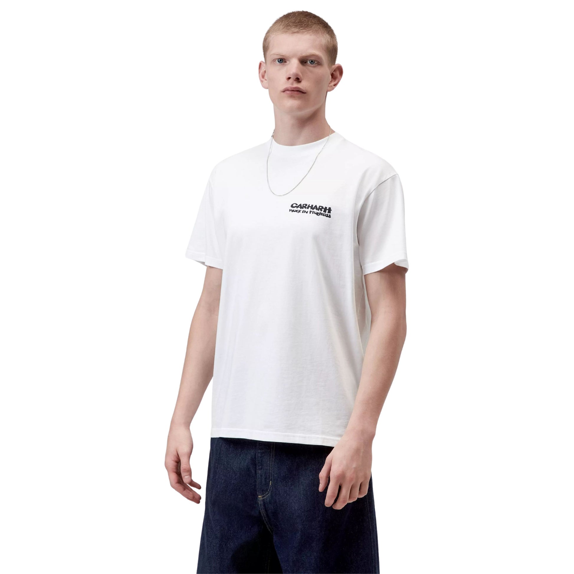 T-Shirt de manga curta para homem Carhartt WIP Cubist em Branco. Foto da parte da frente, vestida.