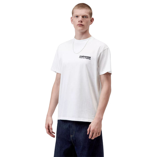 T-Shirt de manga curta para homem Carhartt WIP Cubist em Branco. Foto da parte da frente, vestida.