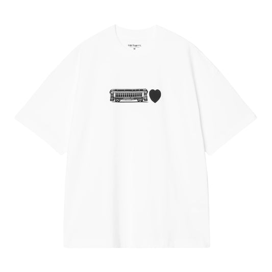 T-Shirt de manga curta para homem Carhartt WIP Deconstructed Label em Branco. Foto da parte da frente.