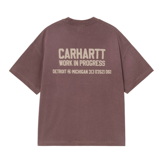 T-Shirt de manga curta para homem Carhartt WIP Distance em Palisander stone dyed. Foto da parte de trás.
