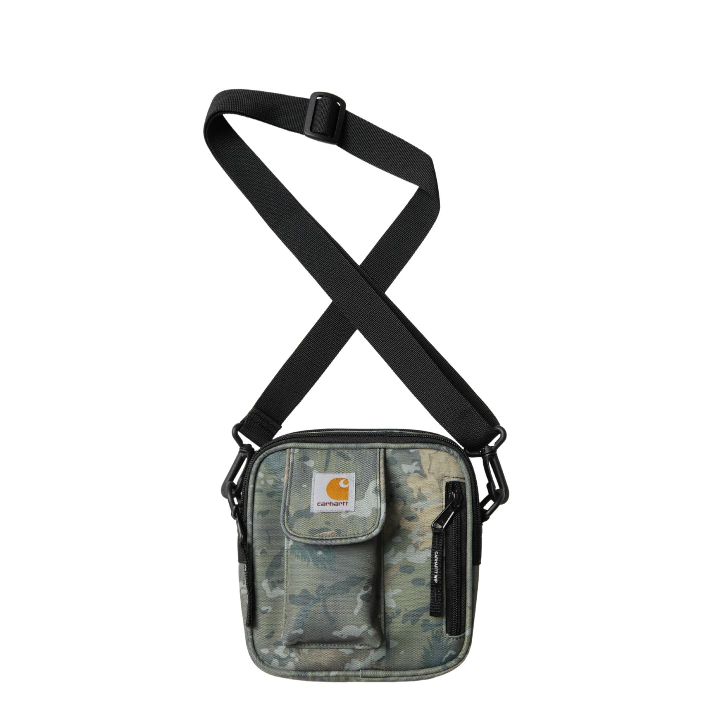 Bolsa unissexo Carhartt WIP Essentials em Camo Combi, Verde. Foto da parte da frente.