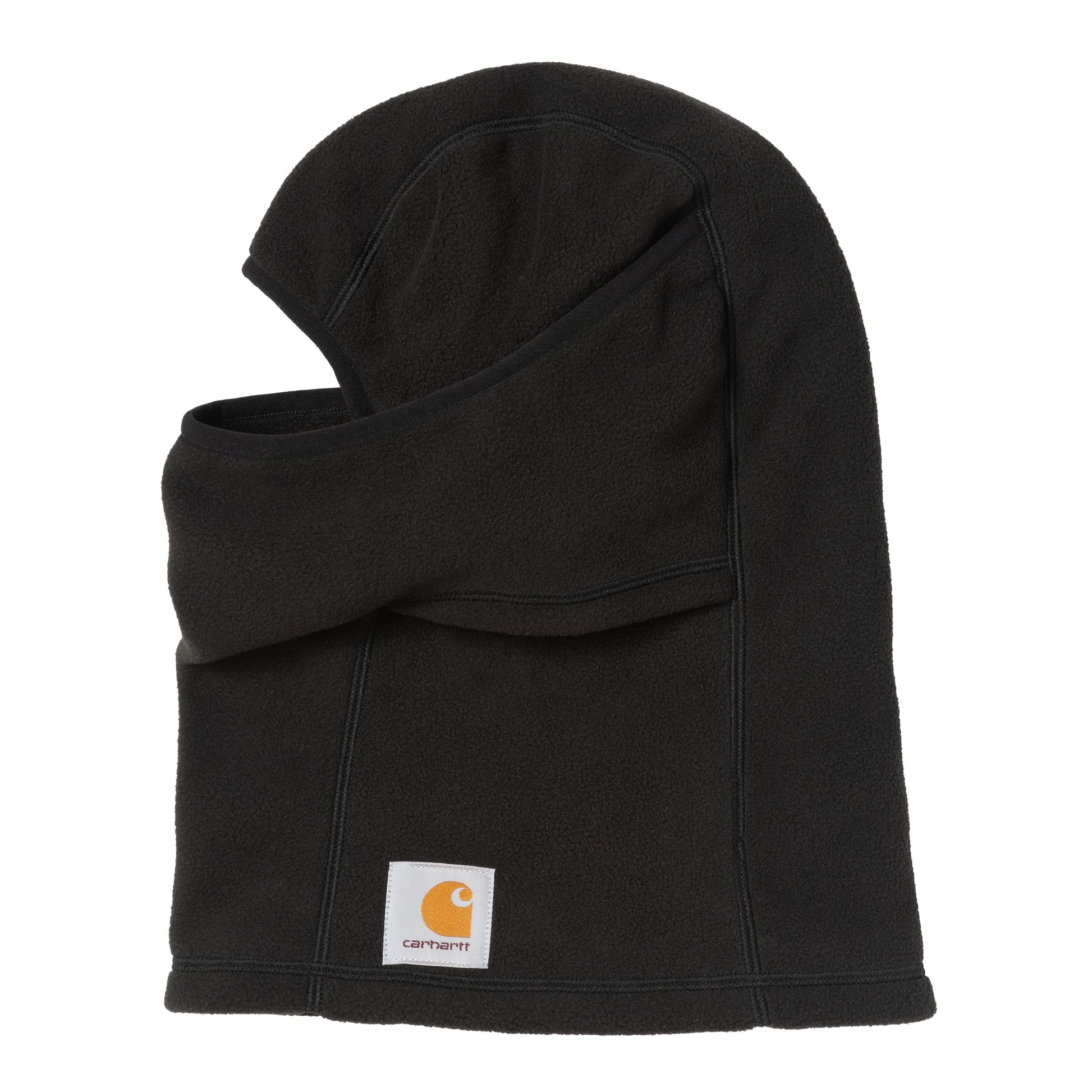 Balaclava unissexo Carhartt WIP Expedition em Preto/Preto. Foto da parte lateral.