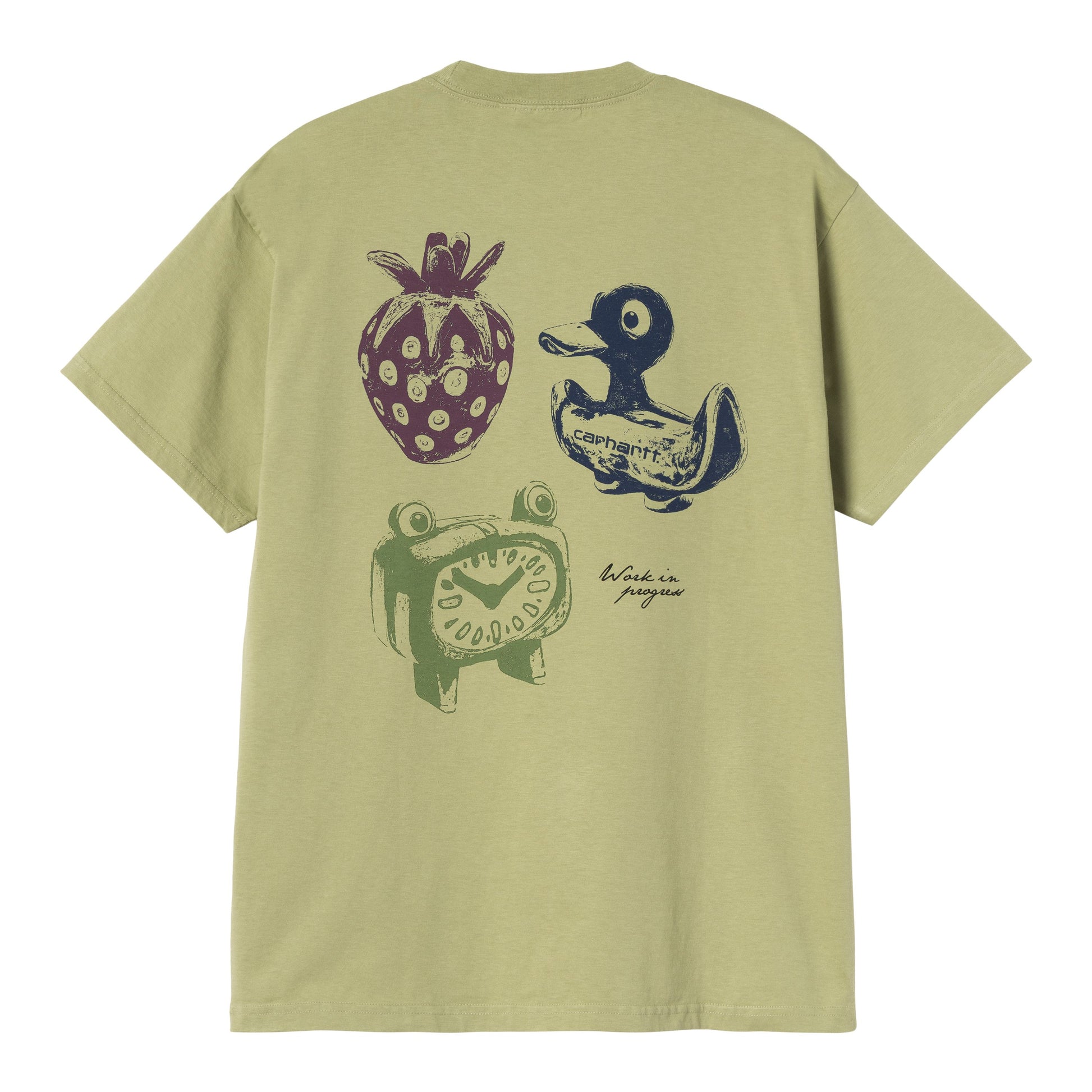 T-Shirt de manga curta para homem Carhartt WIP Forma em Verde Gentle heavy stone wash. Foto da parte de trás.