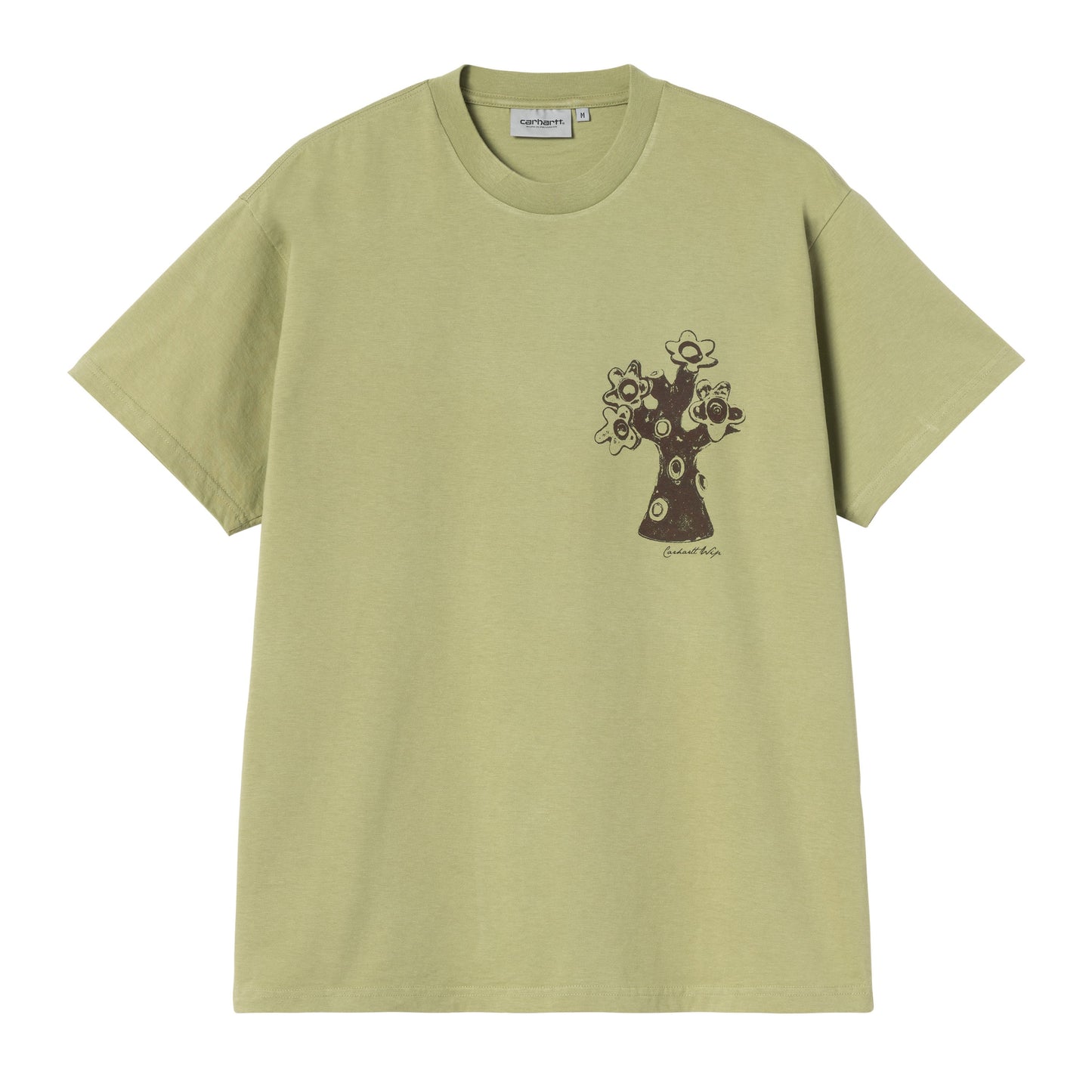 T-Shirt de manga curta para homem Carhartt WIP Forma em Verde Gentle heavy stone wash. Foto da parte da frente.