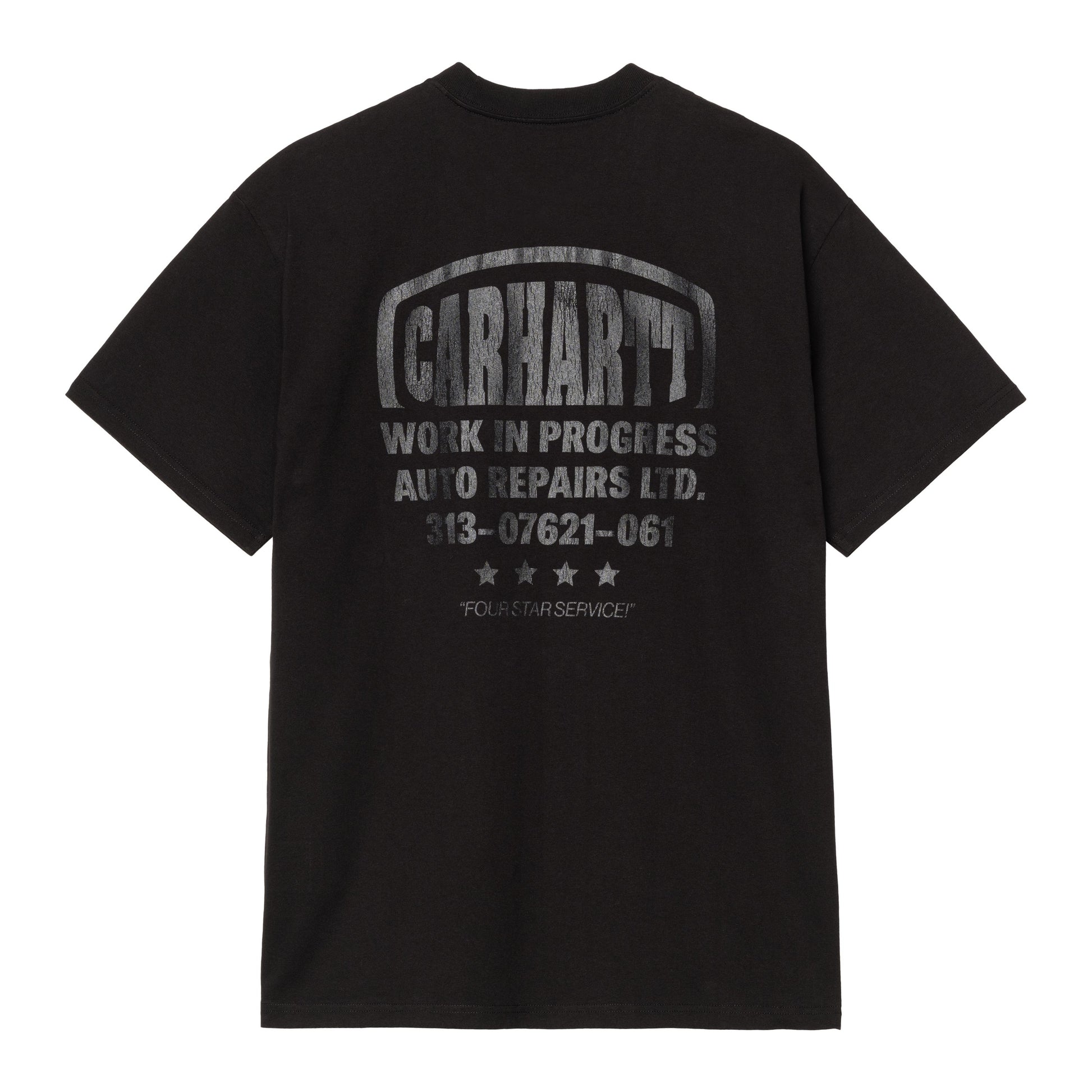 T-Shirt de manga curta para homem Carhartt WIP Four Star em Preto. Foto da parte de trás.