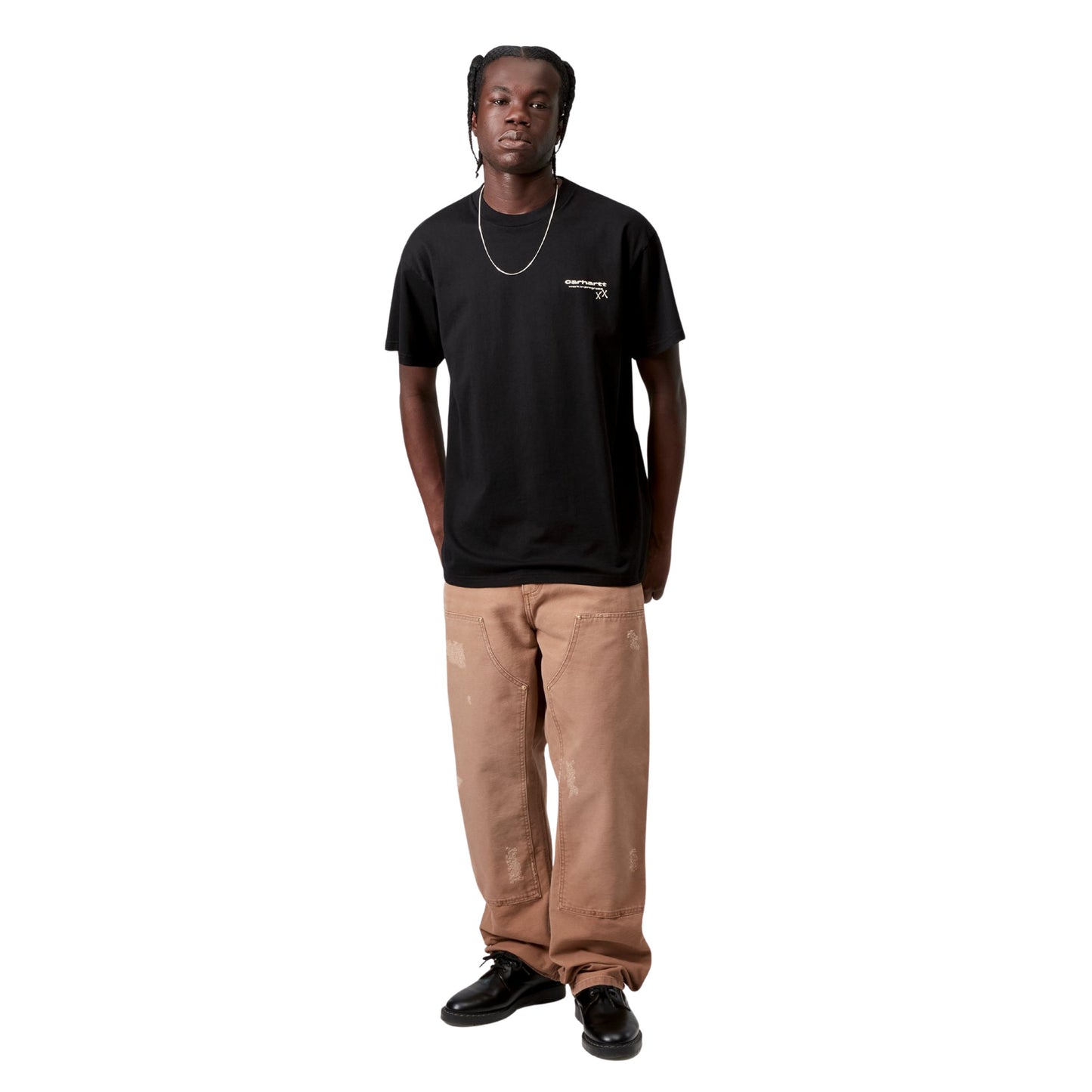 T-Shirt de manga curta para homem Carhartt WIP Garble em Preto. Foto da parte da frente, vestida.