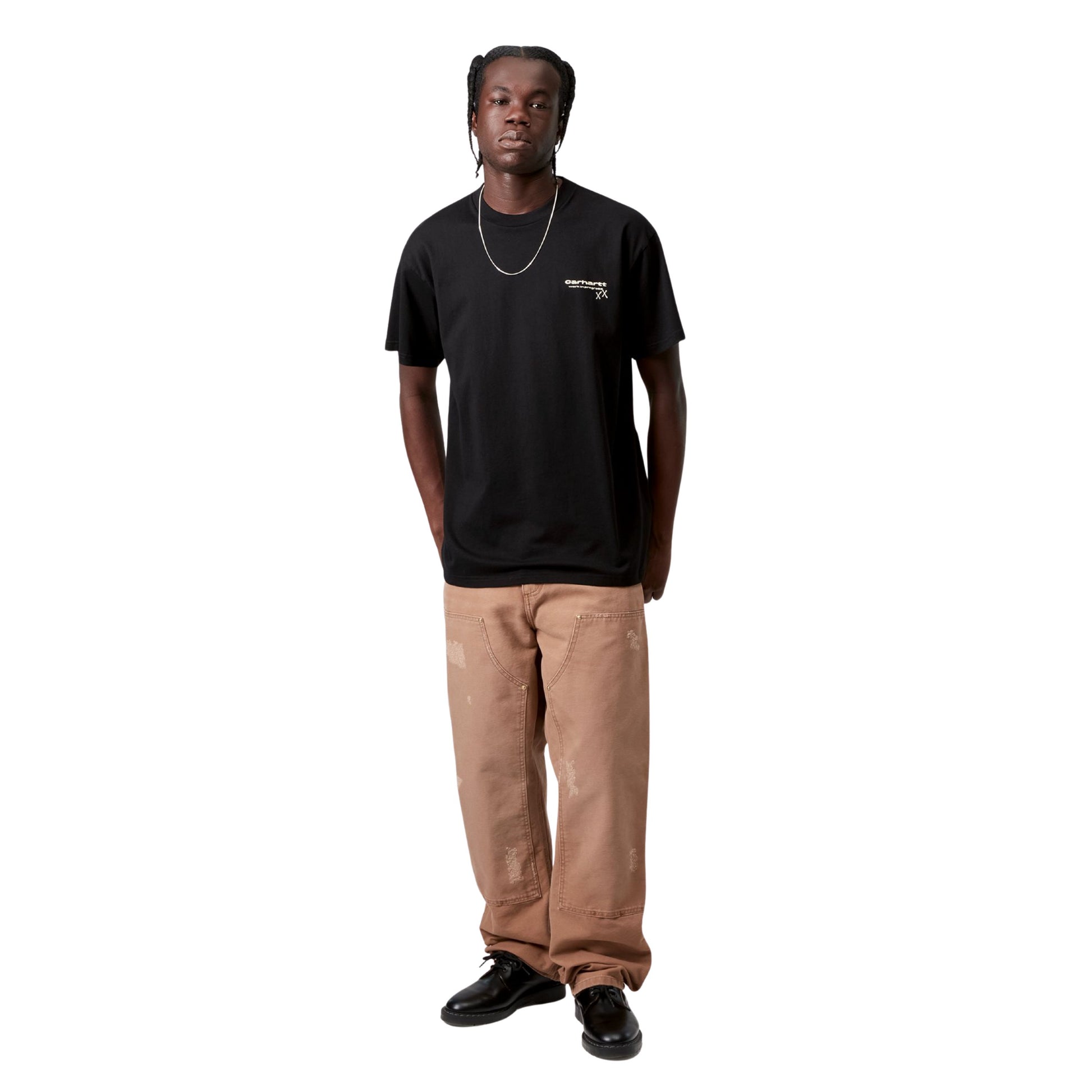 T-Shirt de manga curta para homem Carhartt WIP Garble em Preto. Foto da parte da frente, vestida.