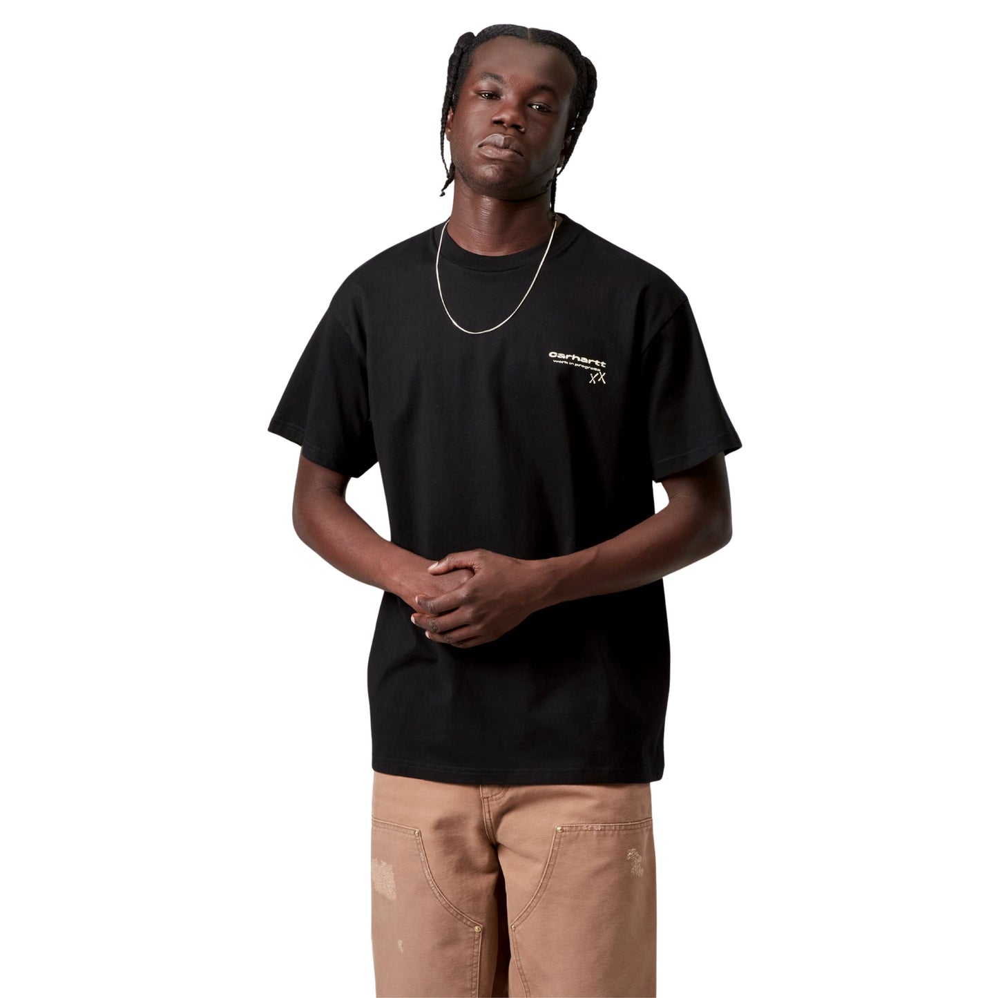 T-Shirt de manga curta para homem Carhartt WIP Garble em Preto. Foto da parte da frente, vestida.