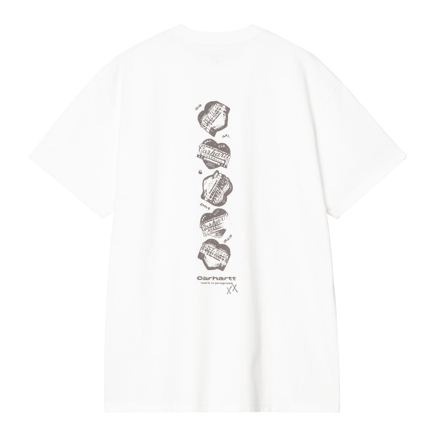 T-Shirt de manga curta para homem Carhartt WIP Garble em Branco. Foto da parte de trás.