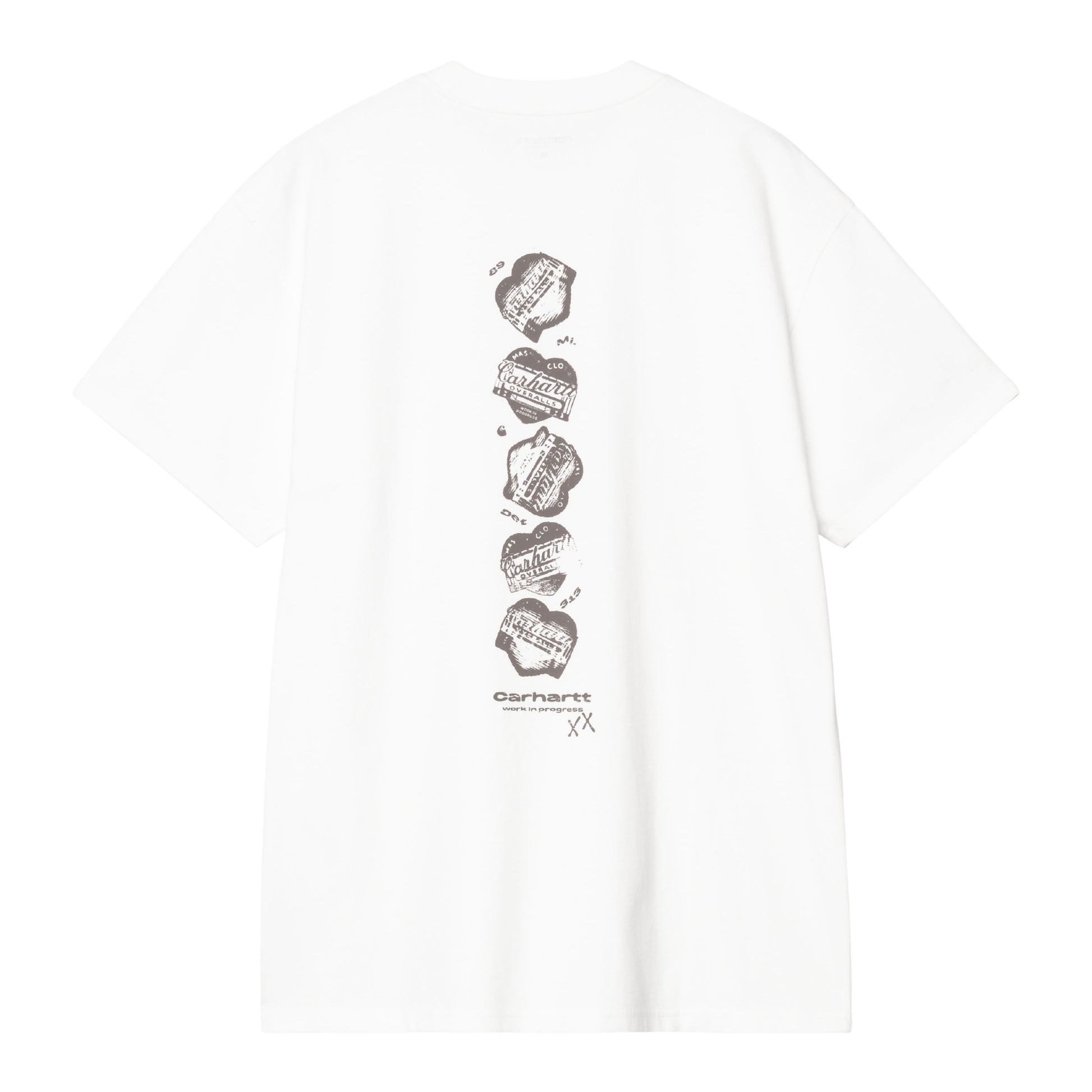 T-Shirt de manga curta para homem Carhartt WIP Garble em Branco. Foto da parte de trás.