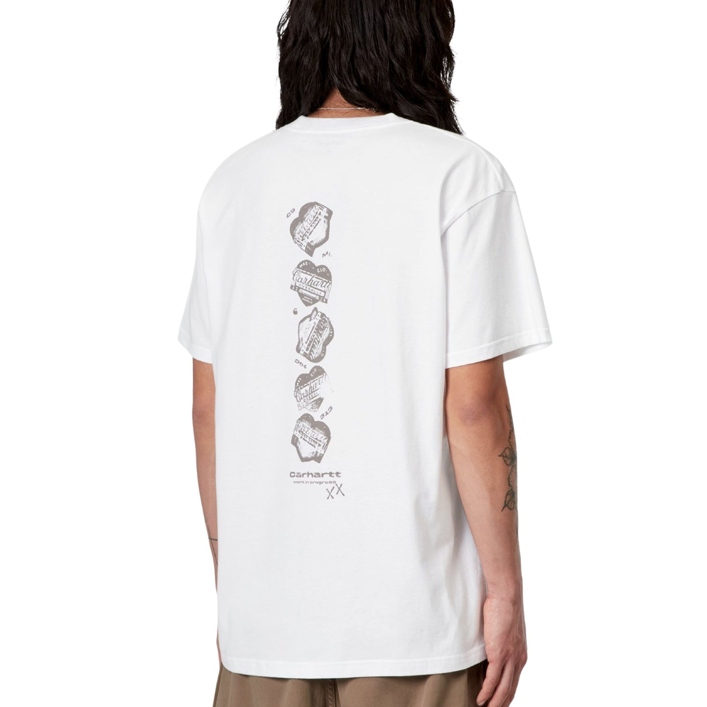 T-Shirt de manga curta para homem Carhartt WIP Garble em Branco. Foto da parte de trás, vestido.