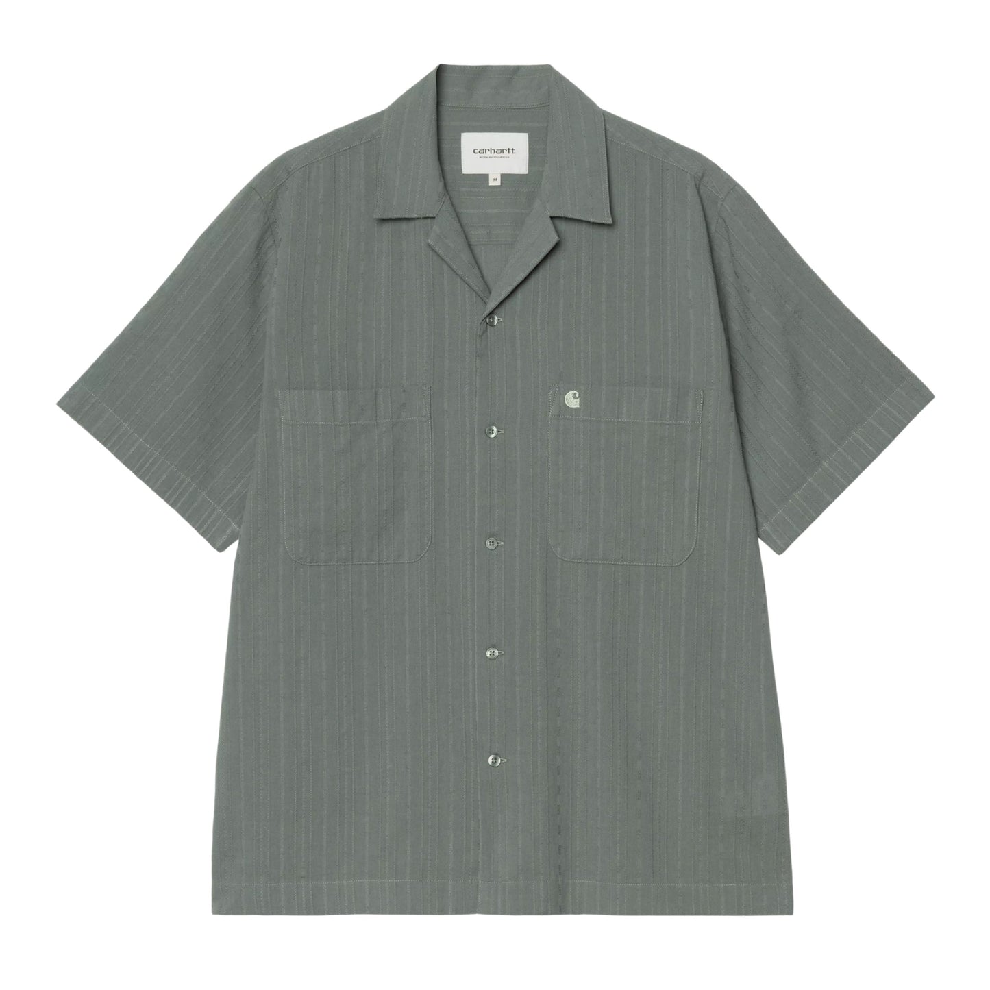 Camisa de manga curta para homem Carhartt WIP Gareth em Verde Velvet. Foto da parte da frente.