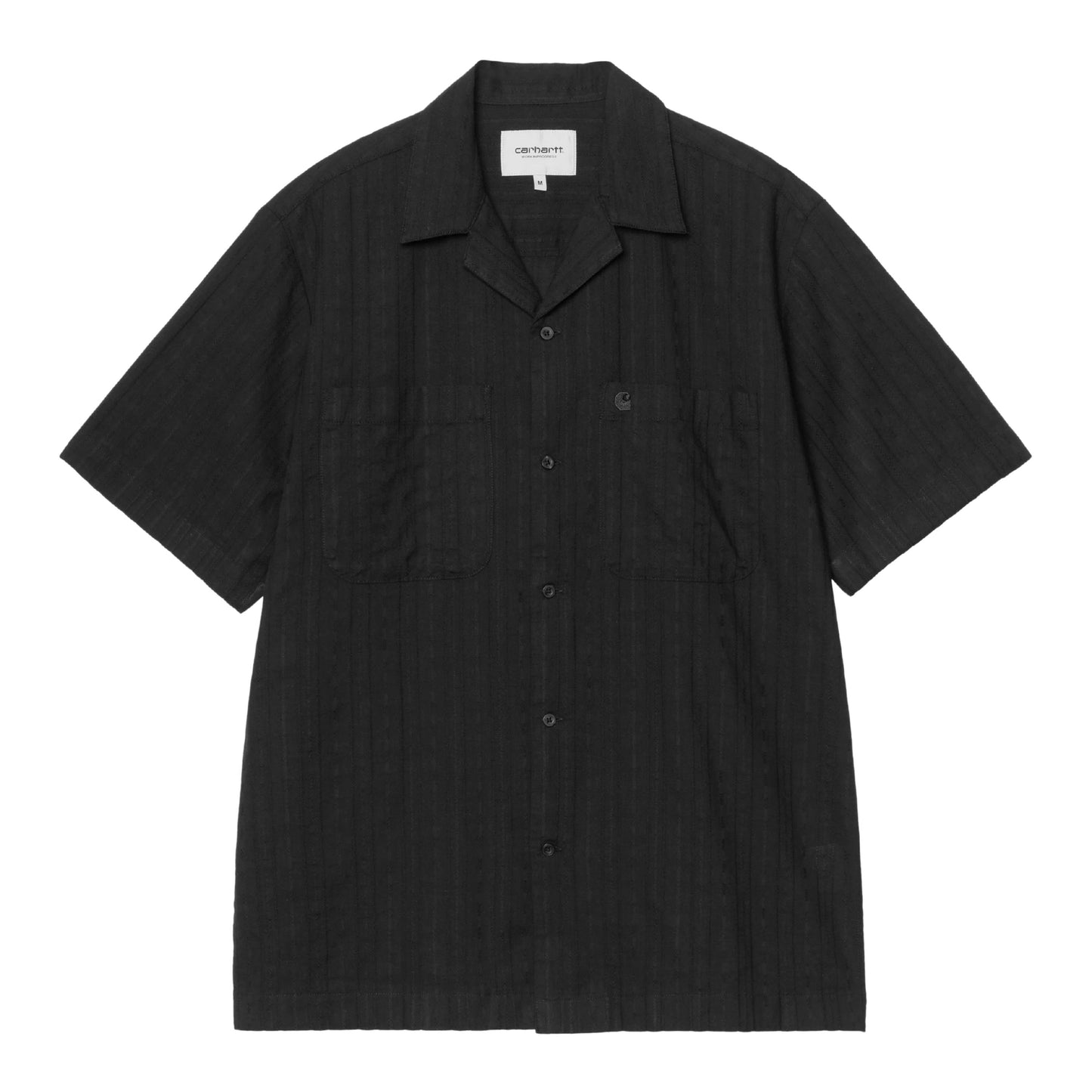 Camisa de manga curta para homem Carhartt WIP Gareth em Preto. Foto da parte da frente.
